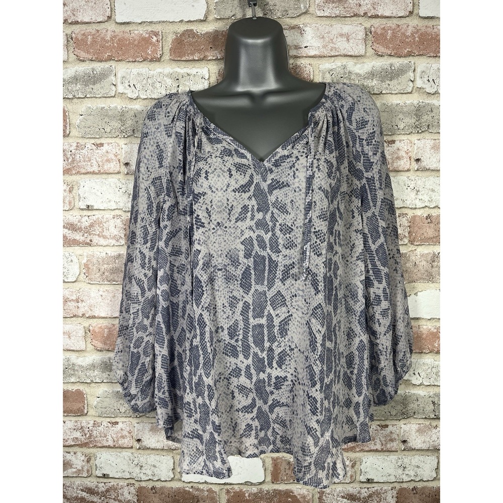 Joie 100% Silk Spherra Blue‎ Snake Print Blouse Size Xs Lightweight Career Wear